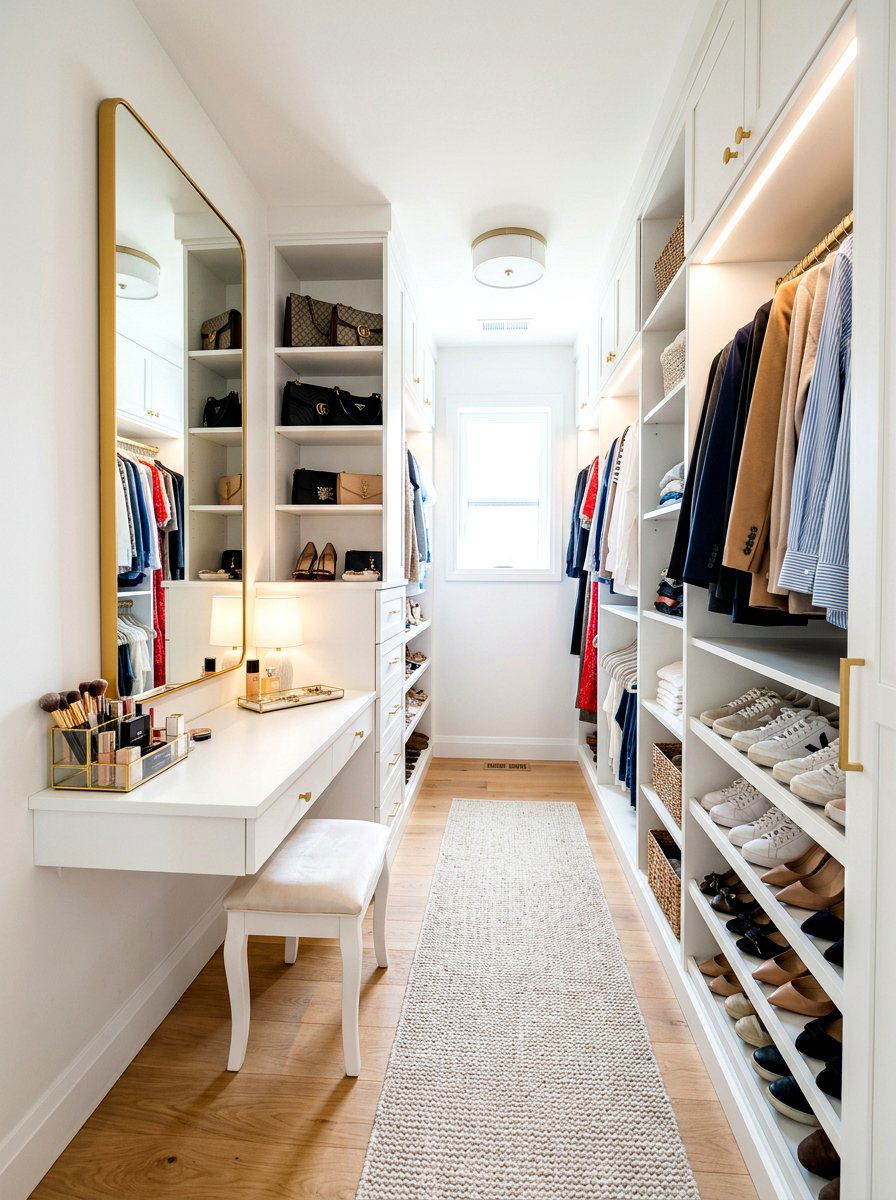 Narrow Walk In Closet Desk - 30 walk in closet vanity ideas