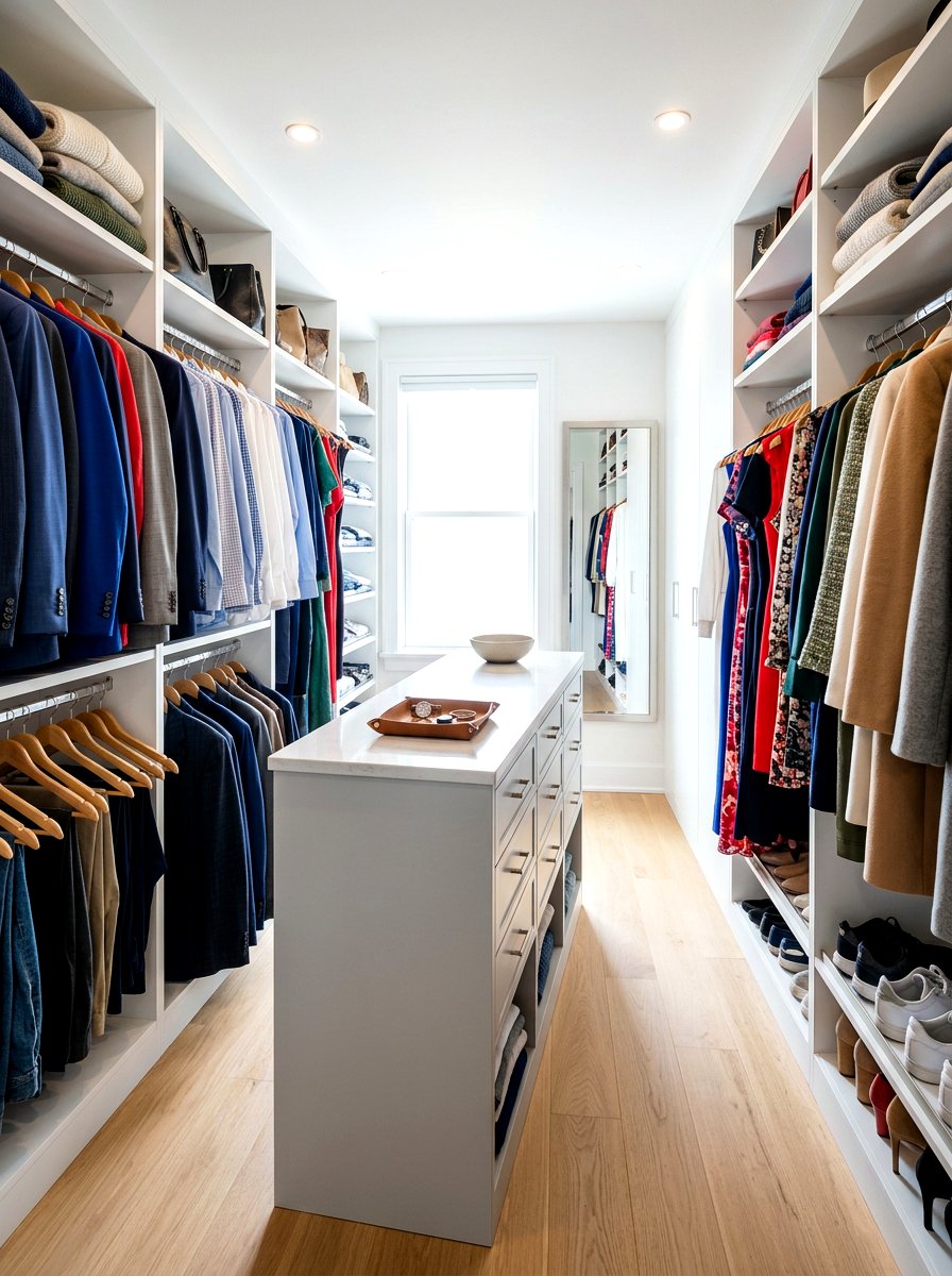Narrow Walk In Closet Island - 30 closet island storage ideas