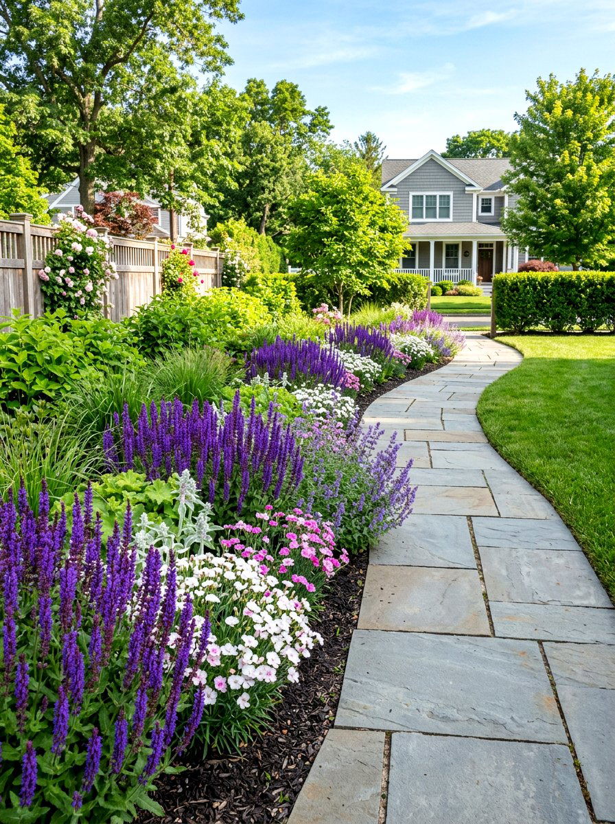 Narrow Walkway Border - 30 perennial border ideas