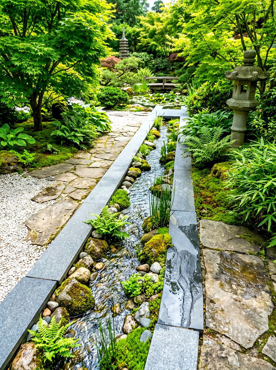 Narrow Water Feature - 30 narrow garden ideas