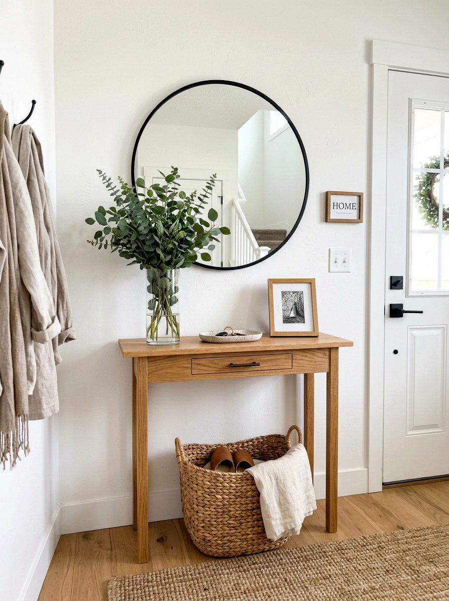 Narrow Wood Console - 30 small foyer table ideas