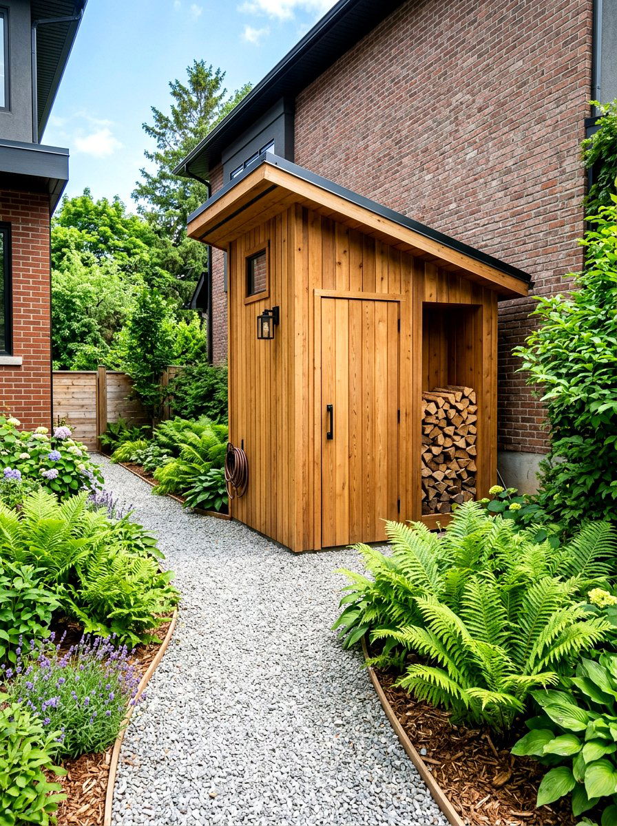 Narrow Wood Storage Shed - 30 side yard storage ideas