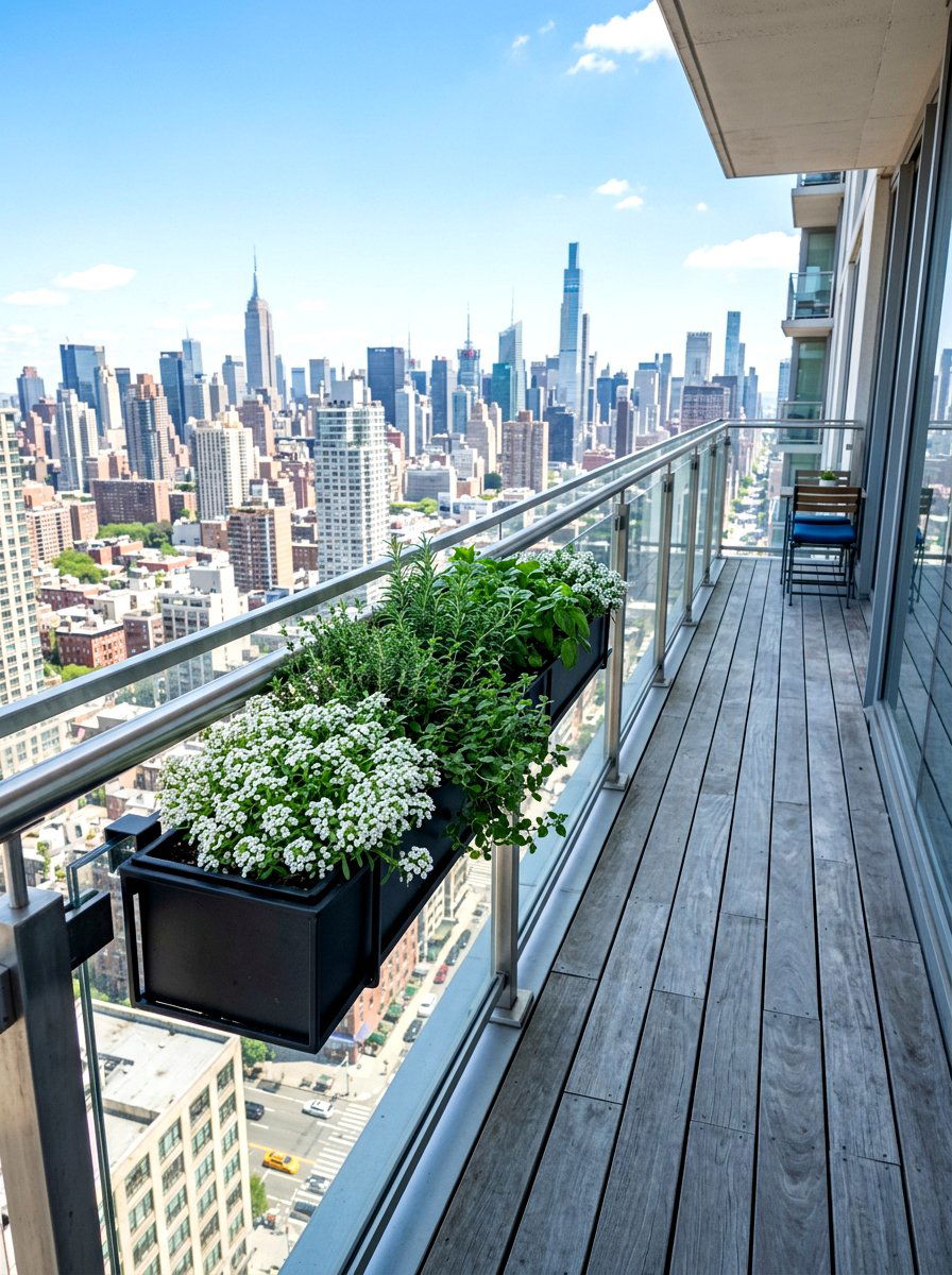 Narrow balcony planter - 30 balcony flower box ideas