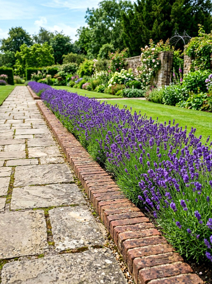 Narrow brick walkway bed - 30 brick raised bed ideas