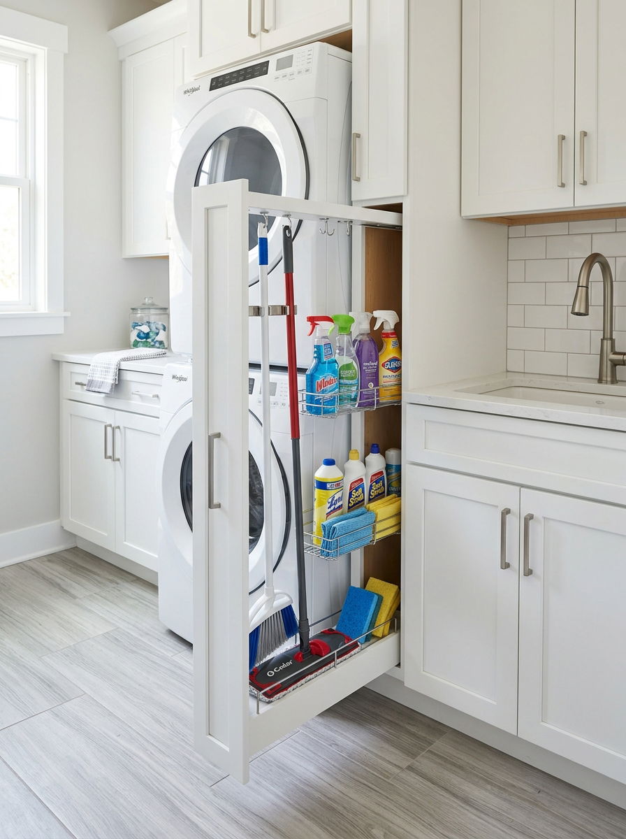 Narrow cleaning supply pull out - 30 vertical drawer storage ideas