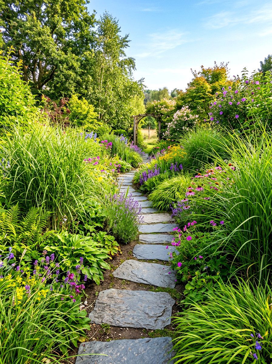 Narrow garden path - 30 city backyard garden ideas