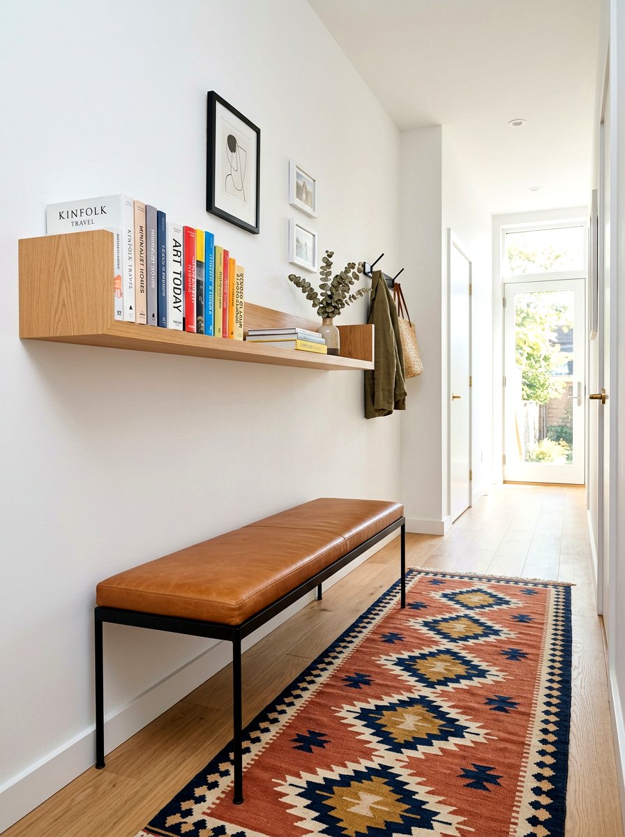 Narrow hallway bench - 30 hallway reading nook ideas