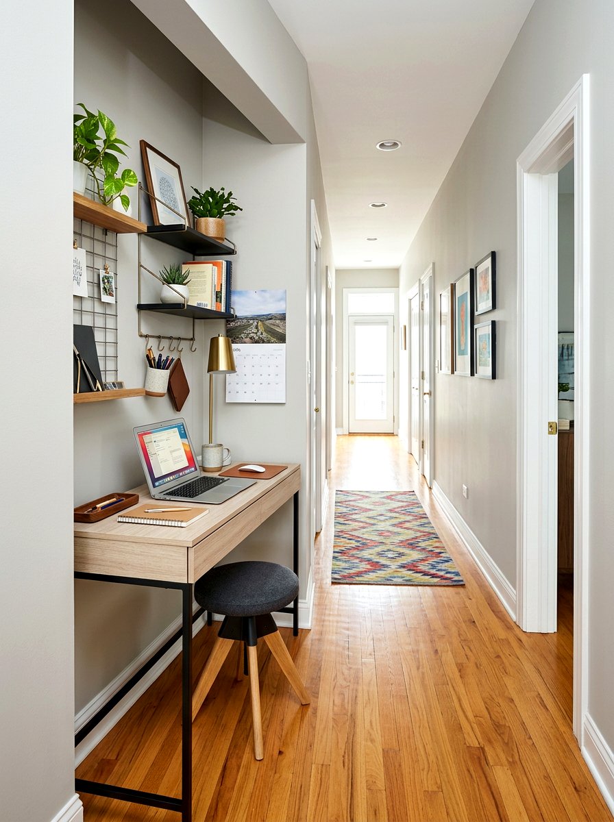 Narrow hallway desk nook - 30 hallway office nook ideas