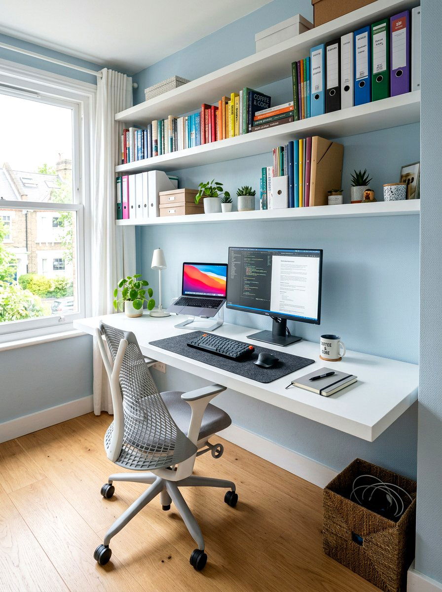 Narrow home office workspace - 30 narrow room decorating ideas