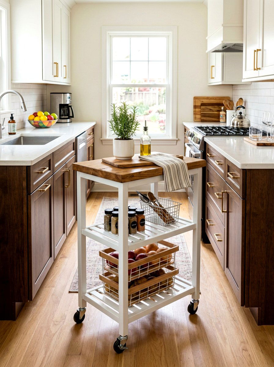 Narrow kitchen island cart for tight spaces - 30 movable kitchen island ideas