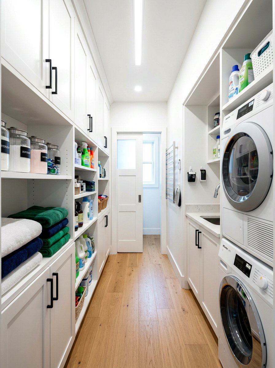 Narrow laundry pantry hallway - 30 laundry room pantry combo ideas