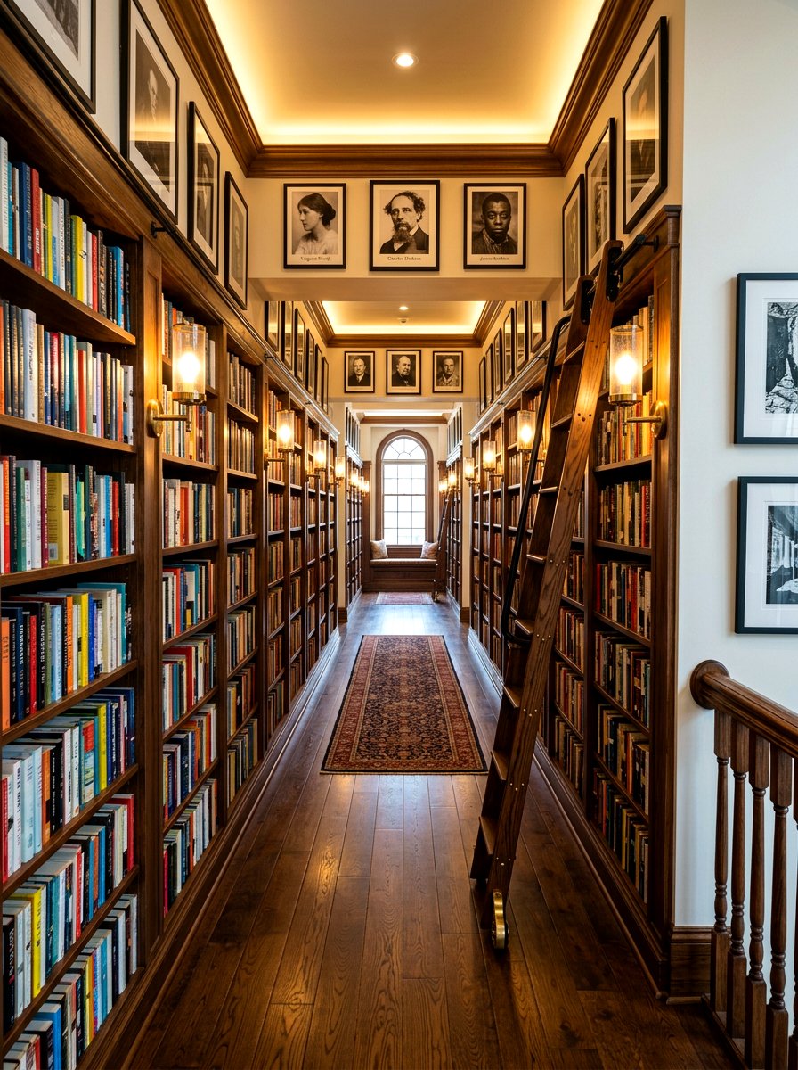 30 Library Ladder Ideas for Flexible Storage and Swivel Charm
