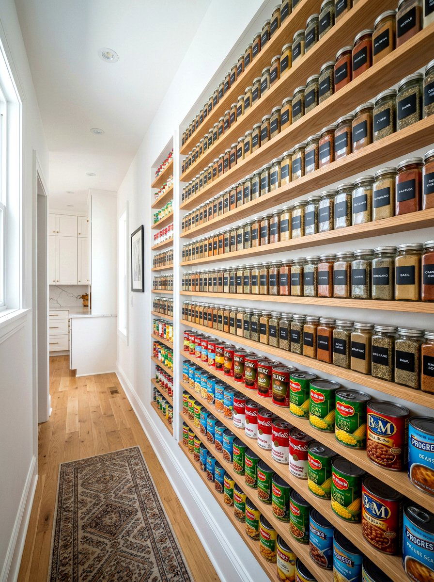 Narrow pantry open shelving solution - 30 pantry with open shelving ideas