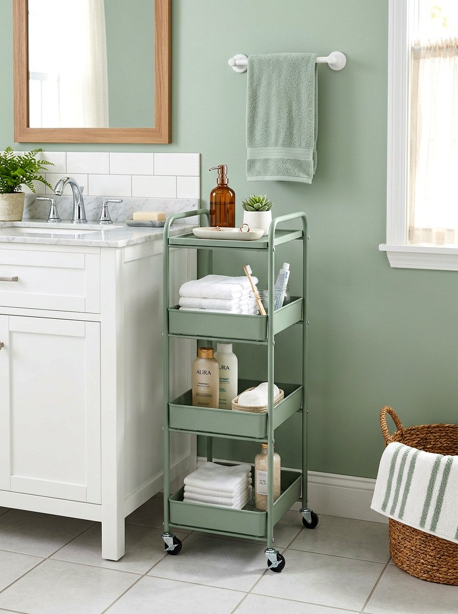 Narrow rolling cart - 30 under sink bathroom storage ideas
