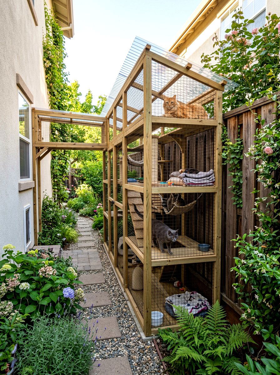Narrow side yard catio - 30 catio ideas