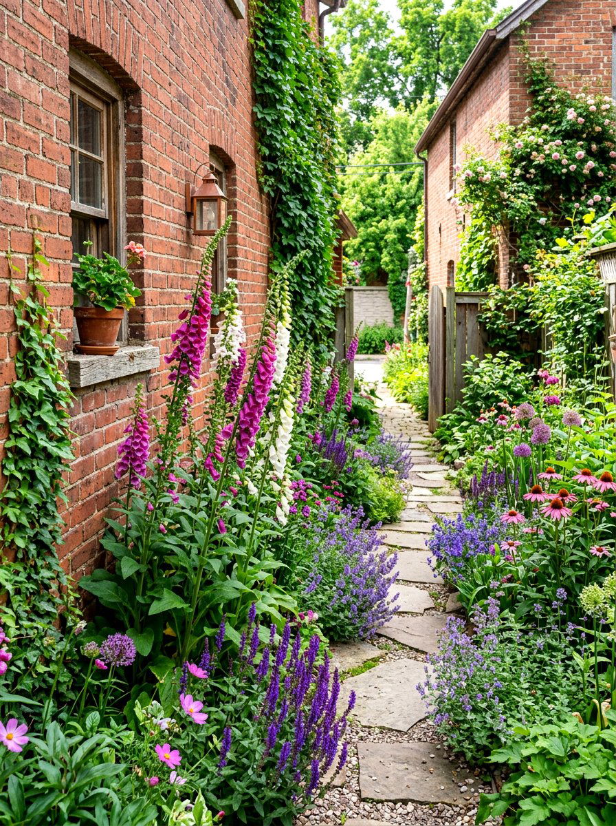 Narrow side yard pollinator garden - 30 bee garden border ideas