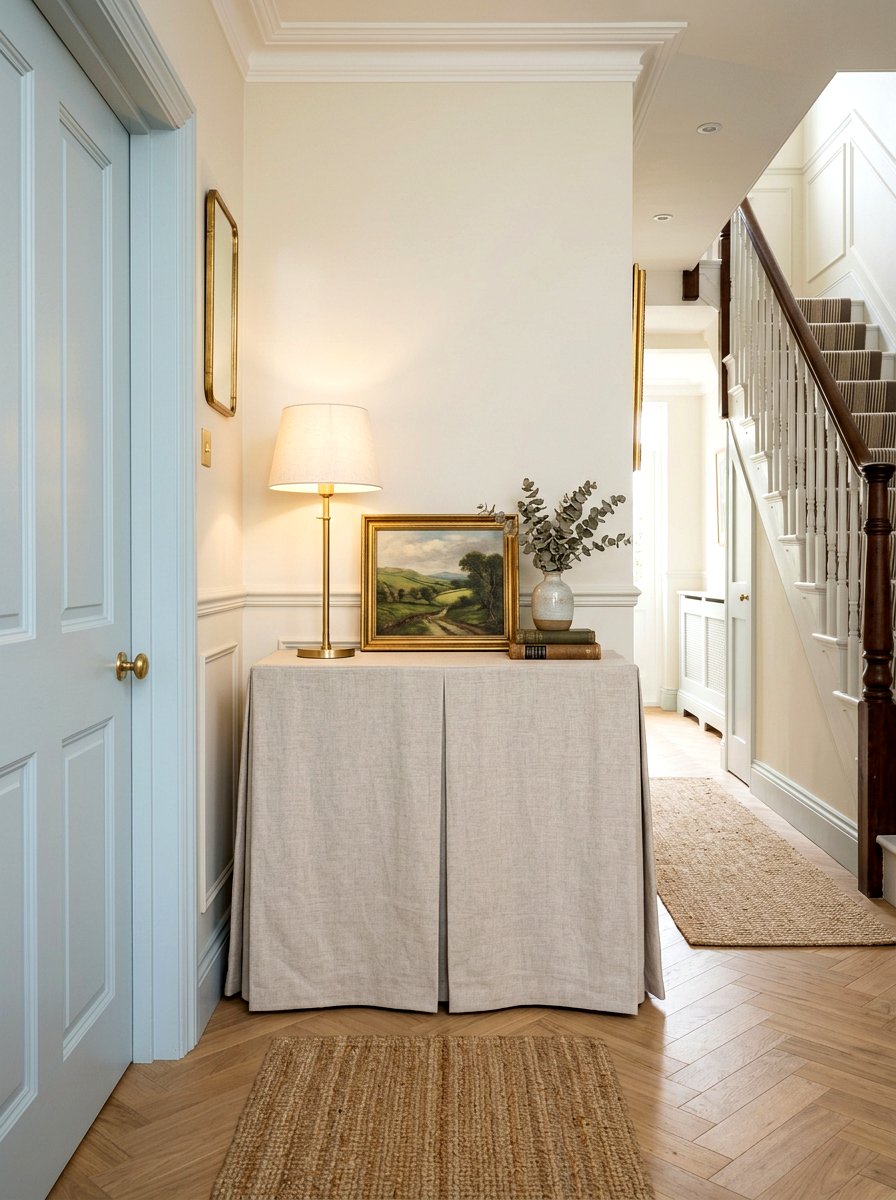 Narrow skirted console - 30 skirted console table ideas