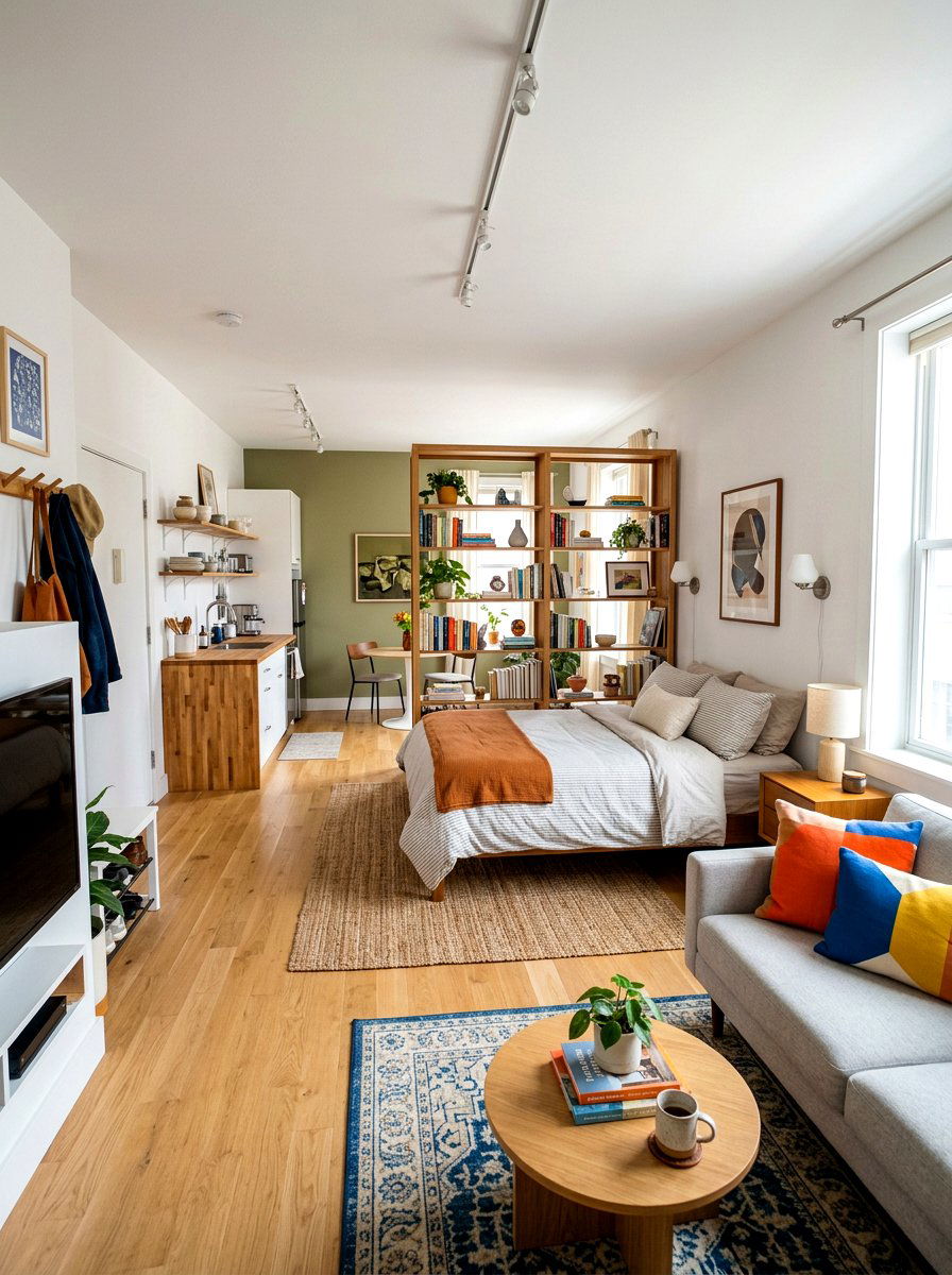 Narrow studio apartment zoning - 30 narrow room decorating ideas