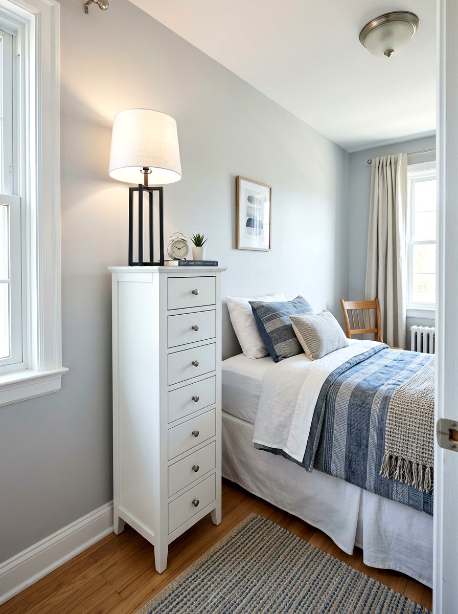 Narrow tall bedside cabinet - 30 guest room nightstand ideas