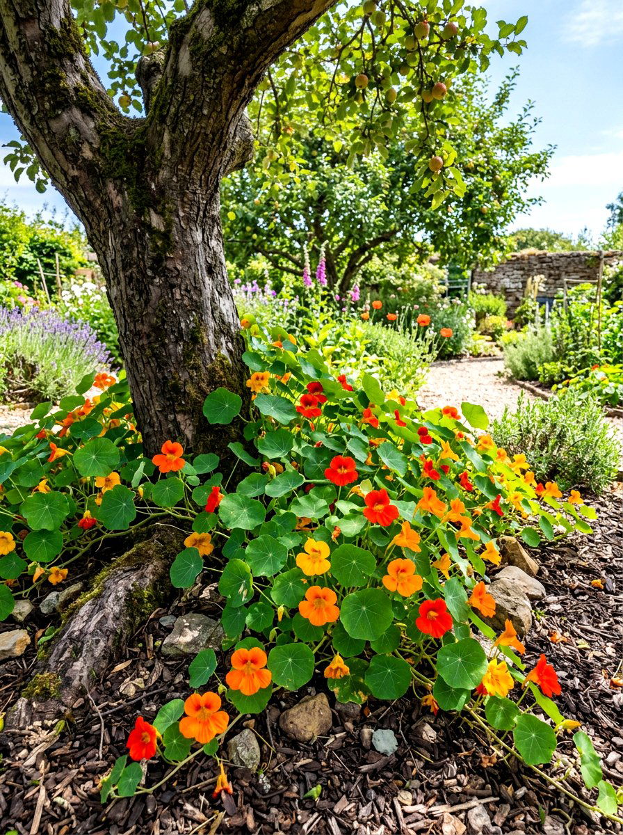 Nasturtium Apple Tree Guild - 30 apple tree border ideas