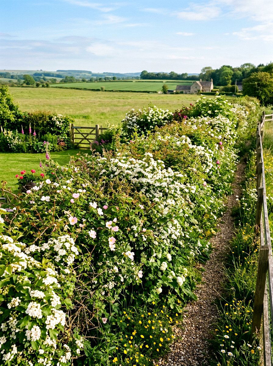 Native Flowering Hedgerow - 30 pollinator paradise backyard ideas