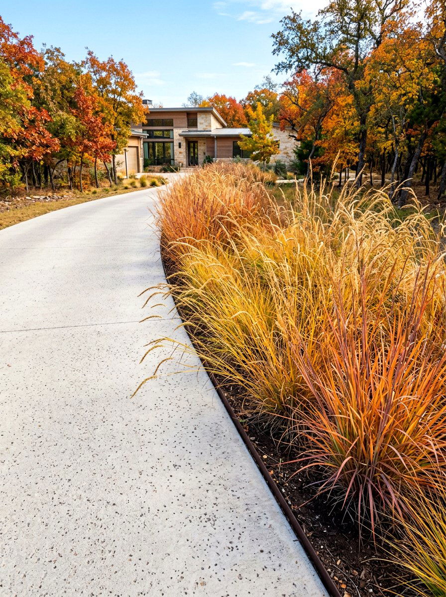 Native Grass Border - 30 prairie front yard landscaping ideas