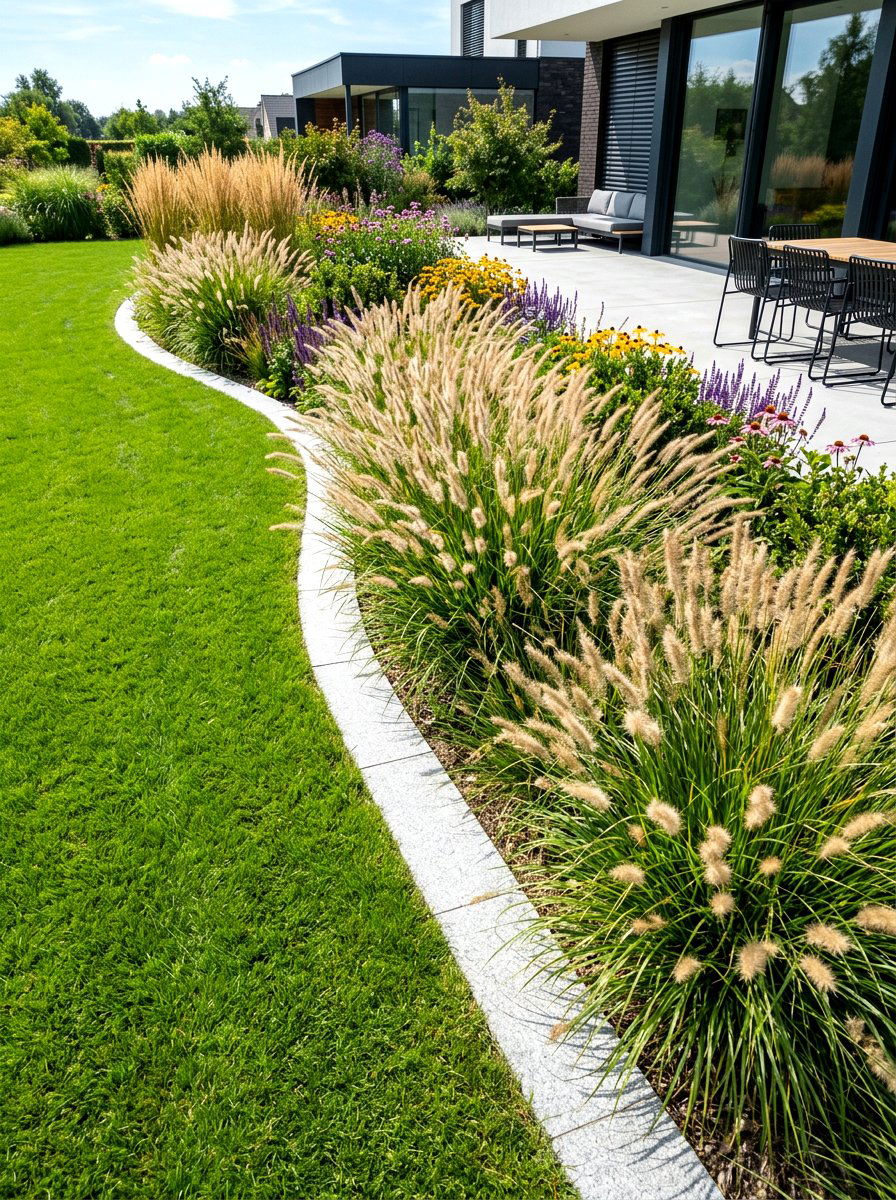 Native Grass Border - 30 rewilded backyard ideas
