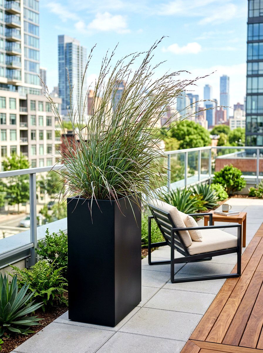 Native Grass Container - 30 pollinator patio ideas