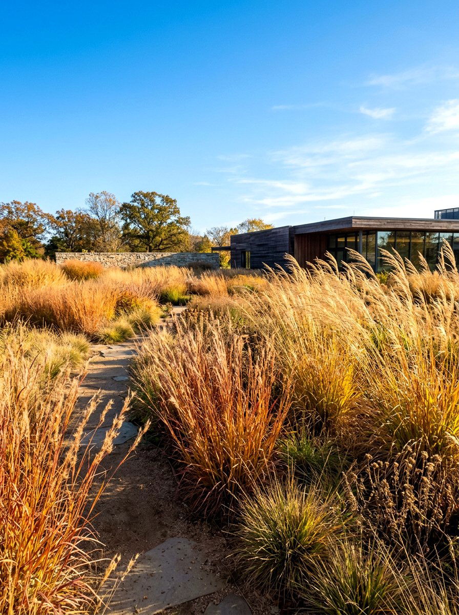 Native Grass Garden - 30 meadow style backyard ideas