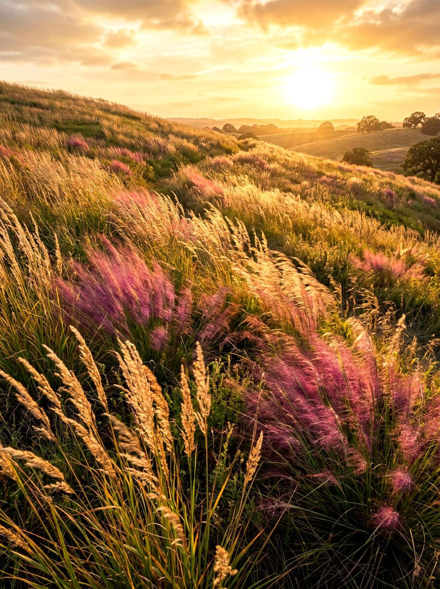 Native Grass Hillside Meadow - 30 slope garden ideas