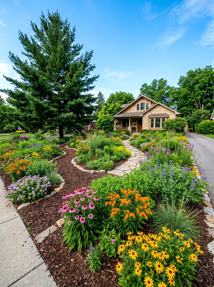 Native Plant Bed - 30 asymmetrical front yard landscaping ideas