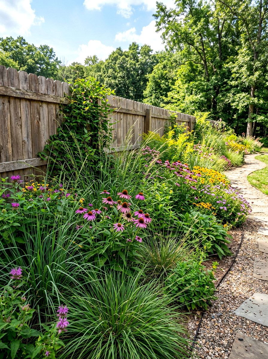 Native Plant Border - 30 fence border ideas