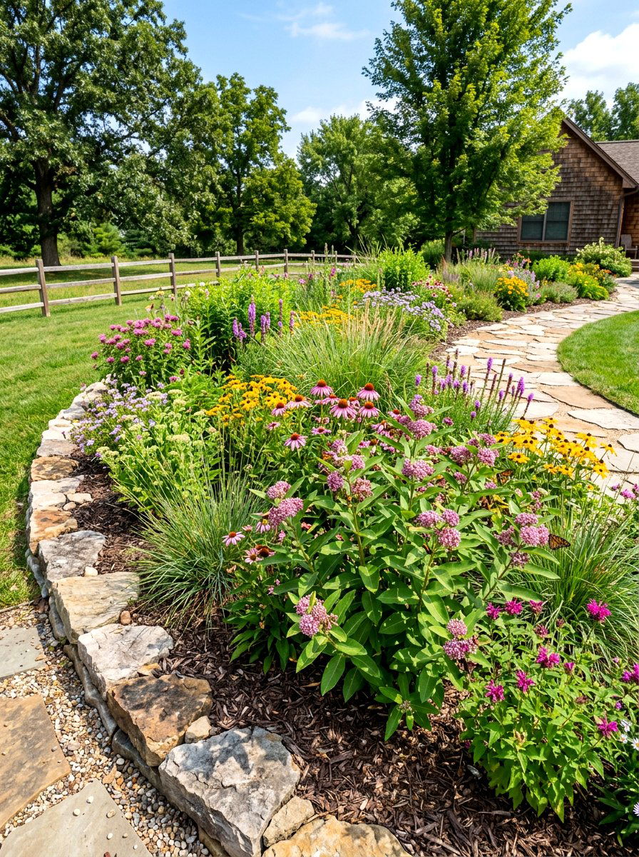 Native Plant Curved Bed - 30 curved flower bed ideas