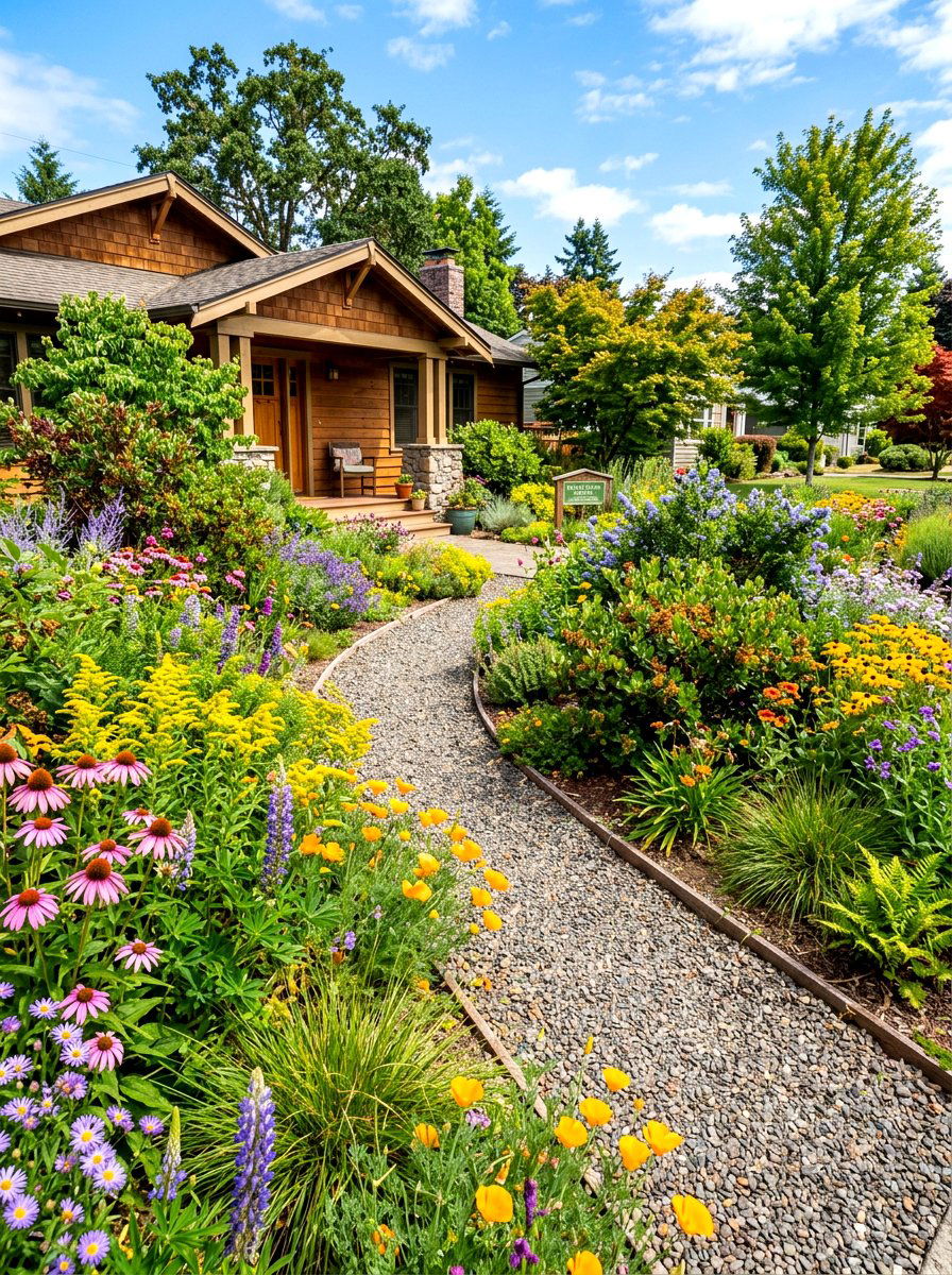 Native Plant Garden - 30 low water front yard ideas