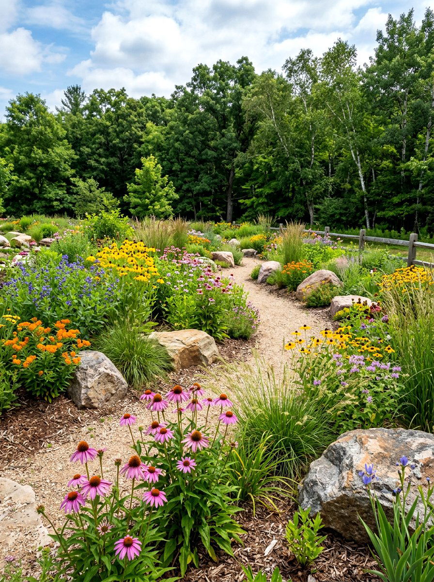 Native Plant Garden - 30 simple flower bed ideas