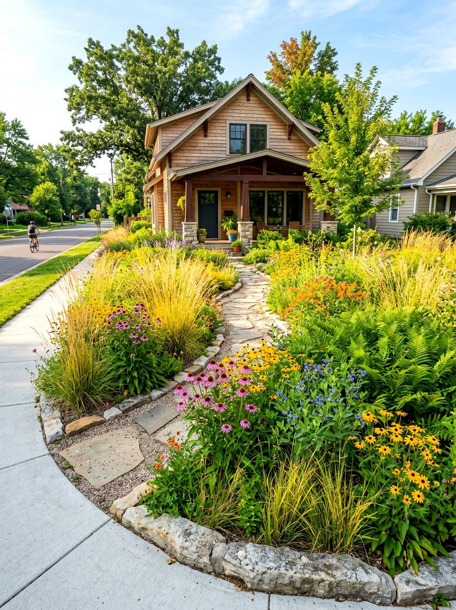 Native Plant Garden - 30 asymmetrical curb appeal ideas
