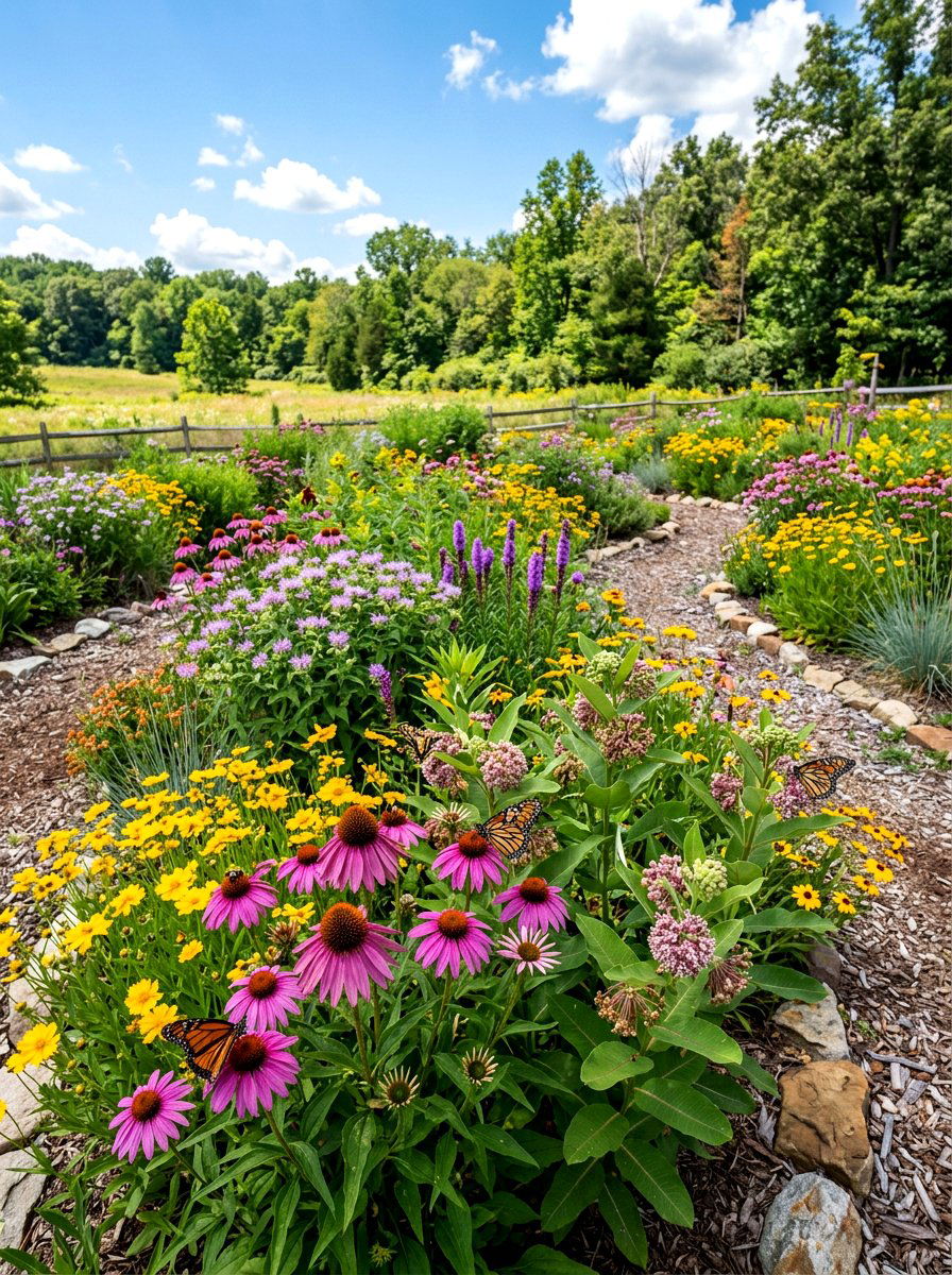 Native Plant Pollinator Garden - 30 front porch flower bed ideas