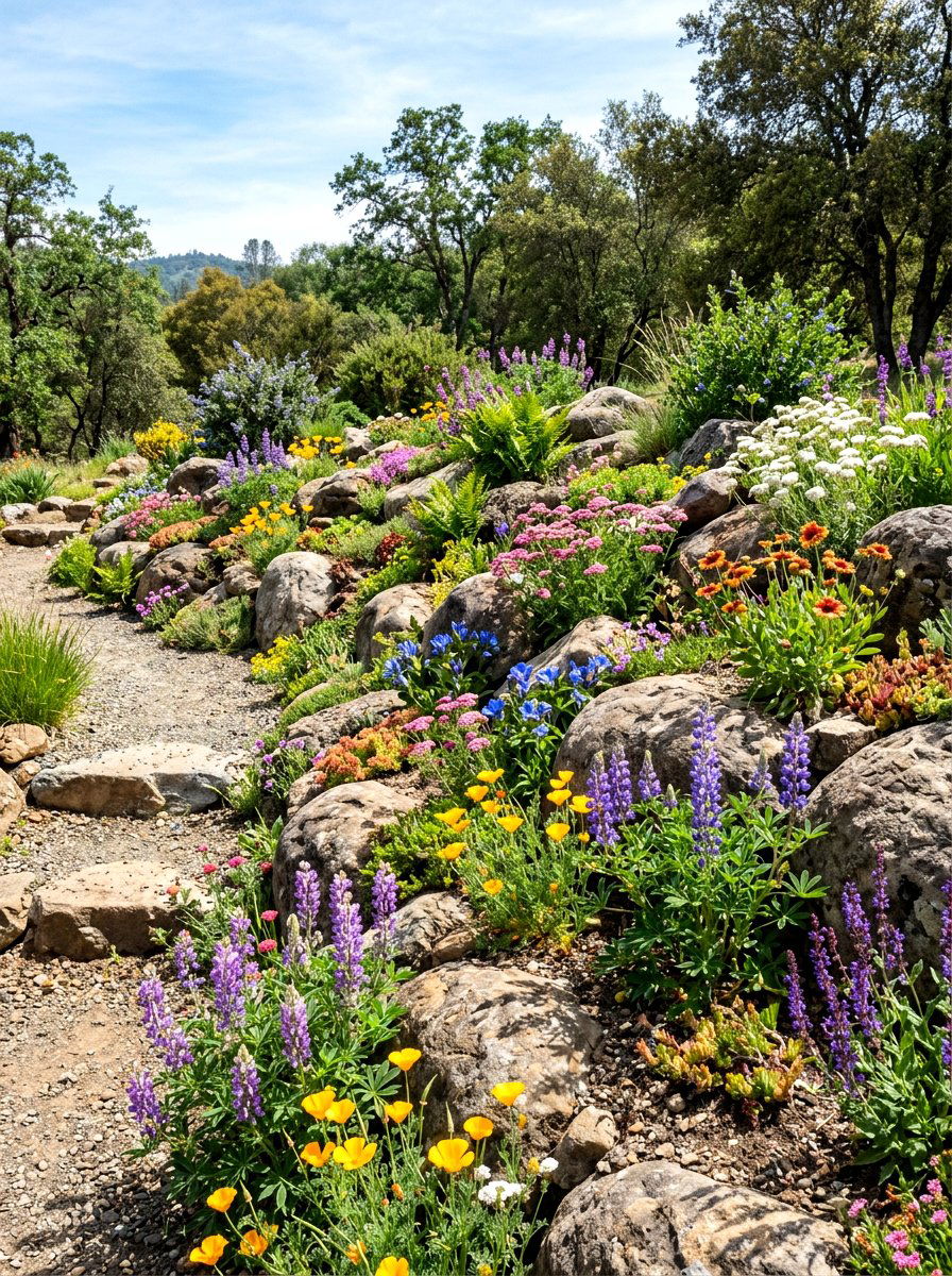 Native Plant Rockery - 30 river rock landscaping ideas