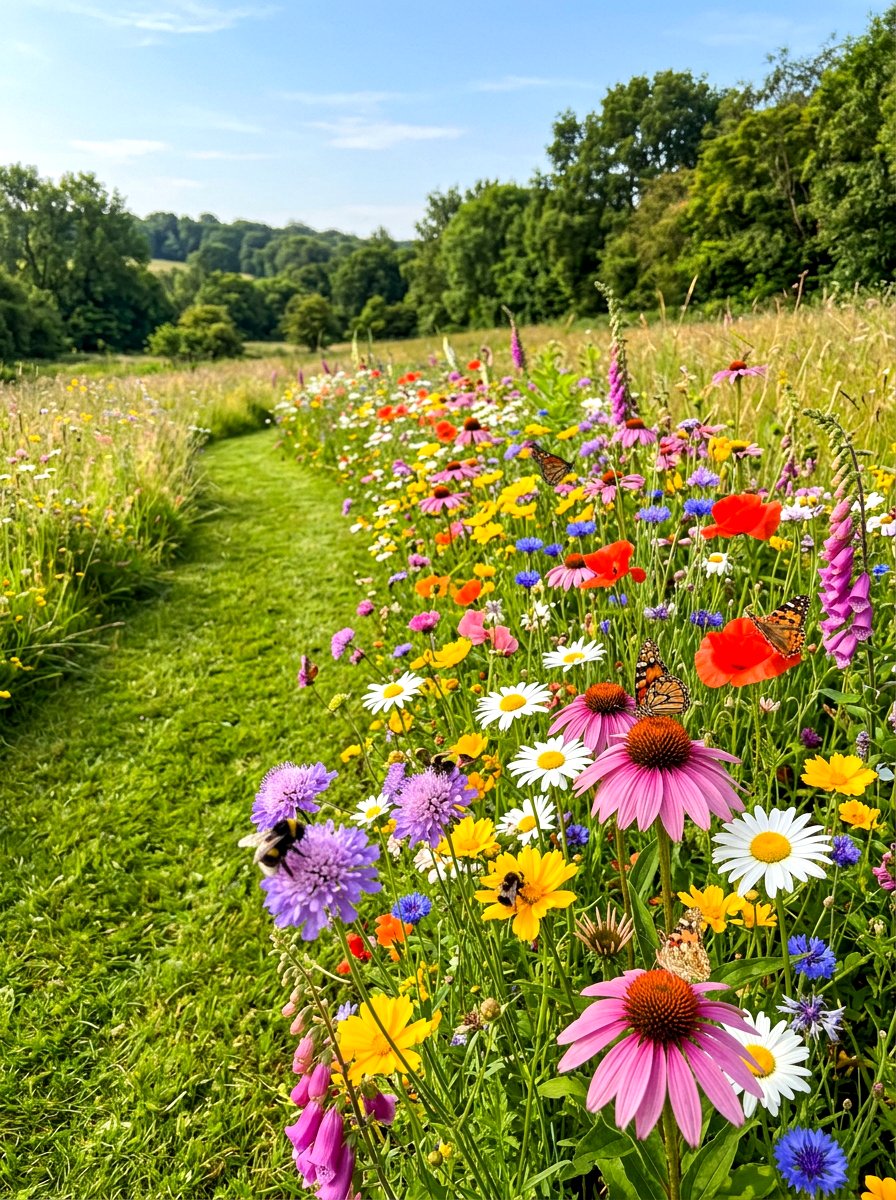 Native Wildflower Border - 30 side yard landscaping ideas