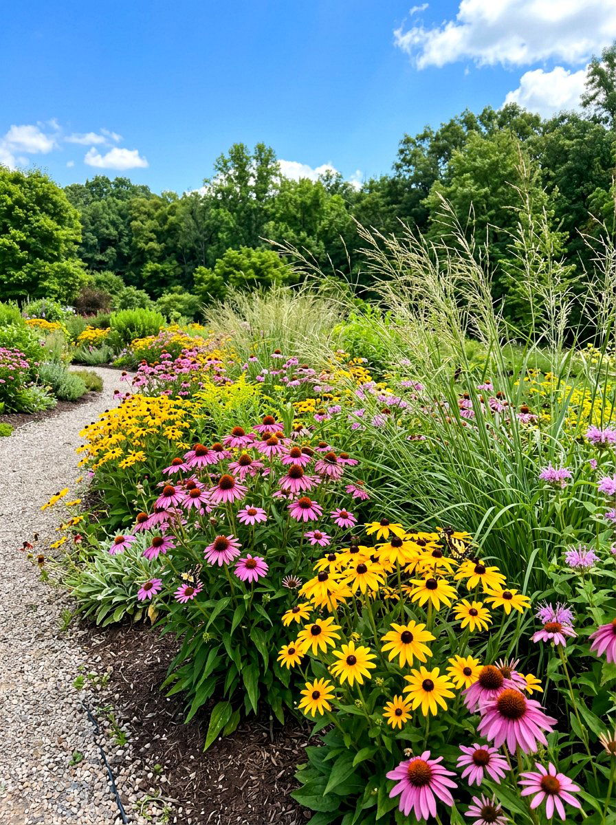 Native Wildflower Border - 30 pollinator border ideas
