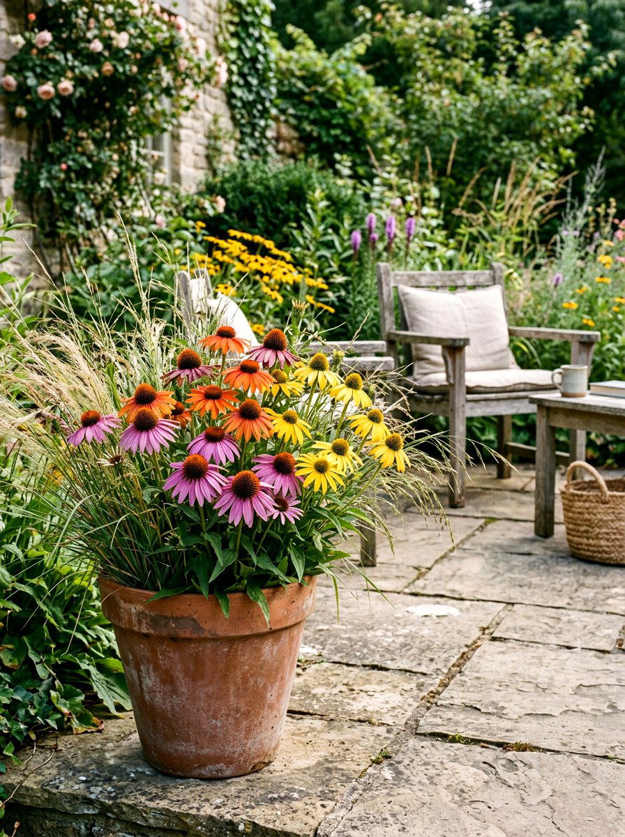 Native Wildflower Container - 30 patio container garden ideas
