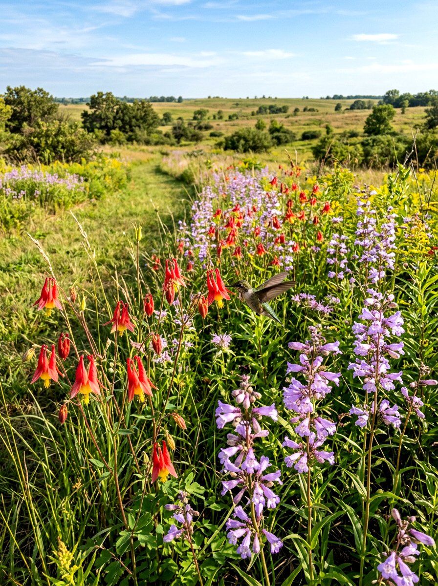 Native Wildflower Edge - 30 hummingbird border ideas