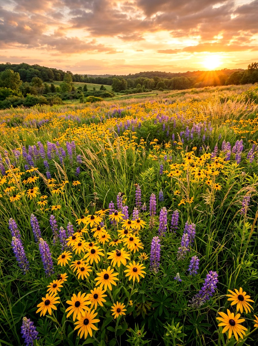 Native Wildflower Meadow - 30 driveway island landscaping ideas