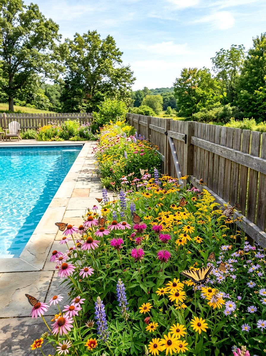 Native Wildflower Planting - 30 pool fence landscaping ideas
