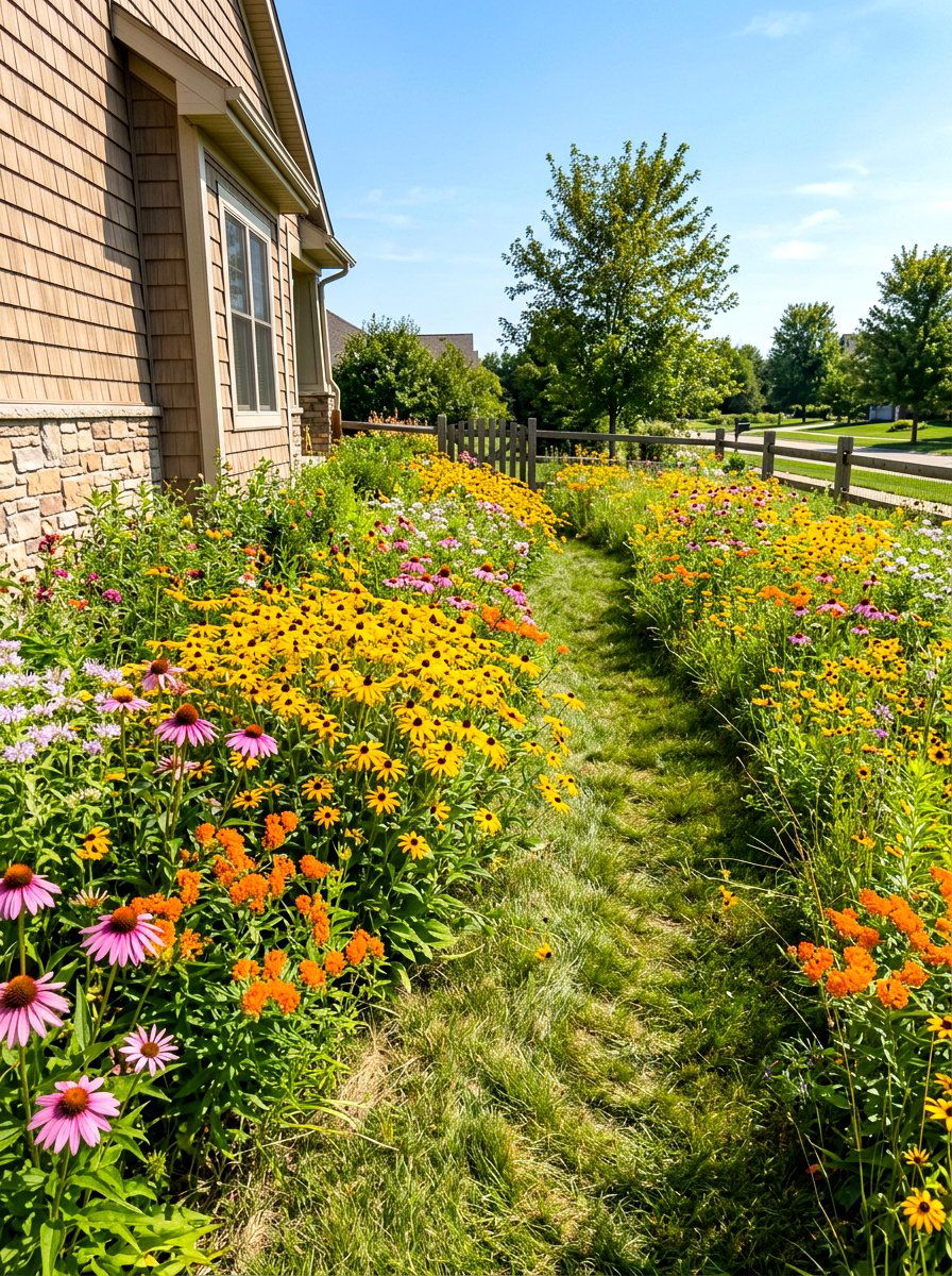 Native Wildflower Strip - 30 side yard flower bed ideas