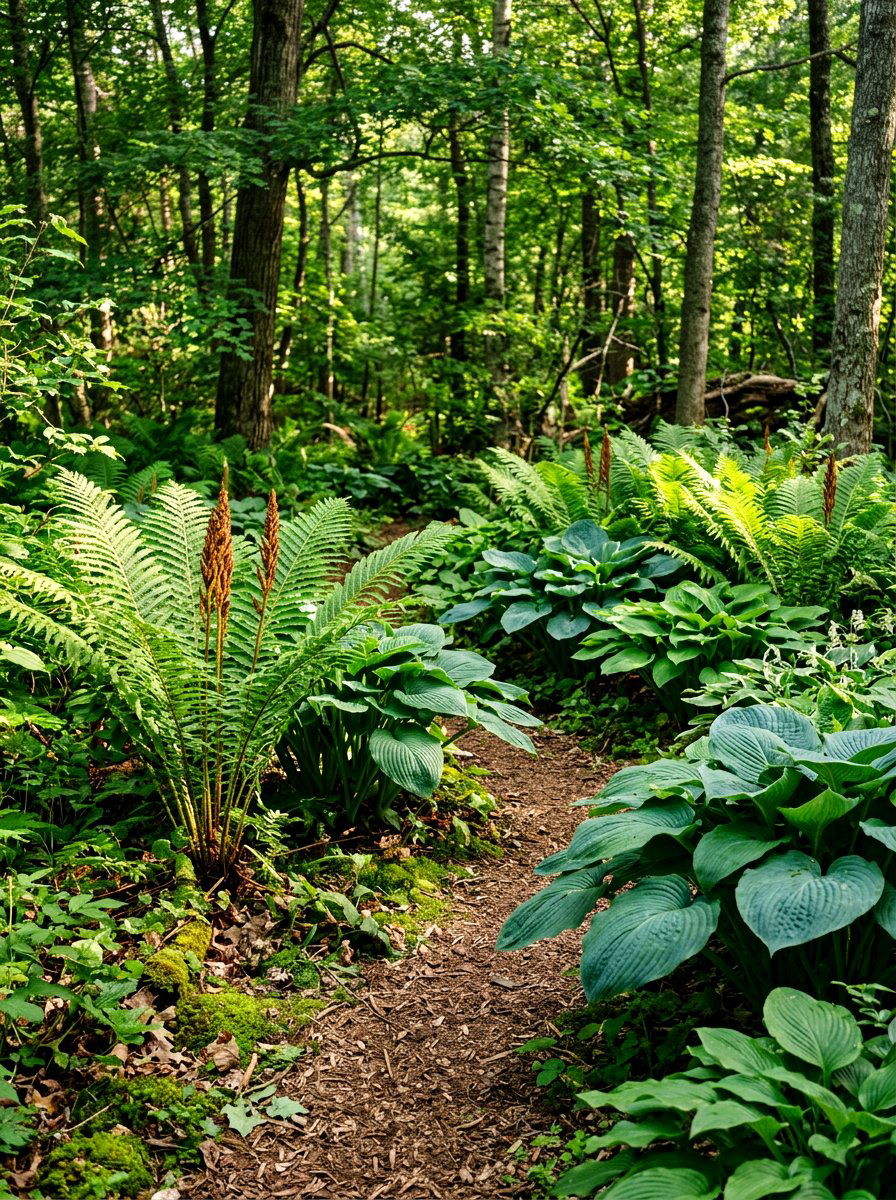 Native fern hosta woodland area - 30 hosta and fern garden ideas