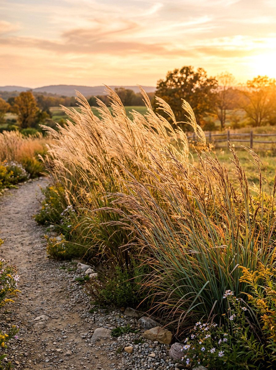 Native grass border - 30 bird friendly backyard landscaping ideas