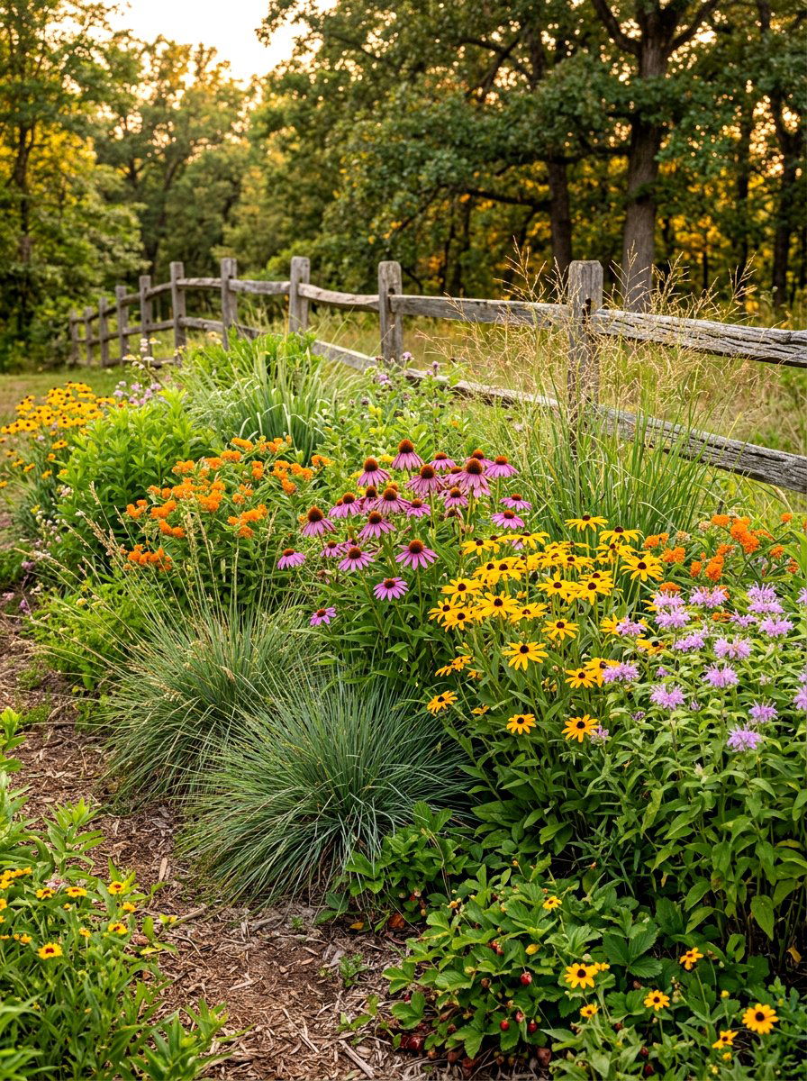 Native plant cluster - 30 corner yard landscaping ideas