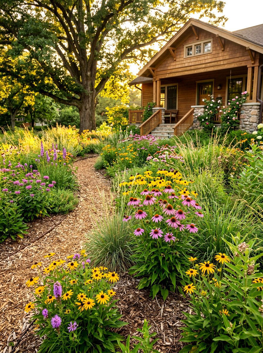 Native plant front landscaping - 30 front yard makeover ideas