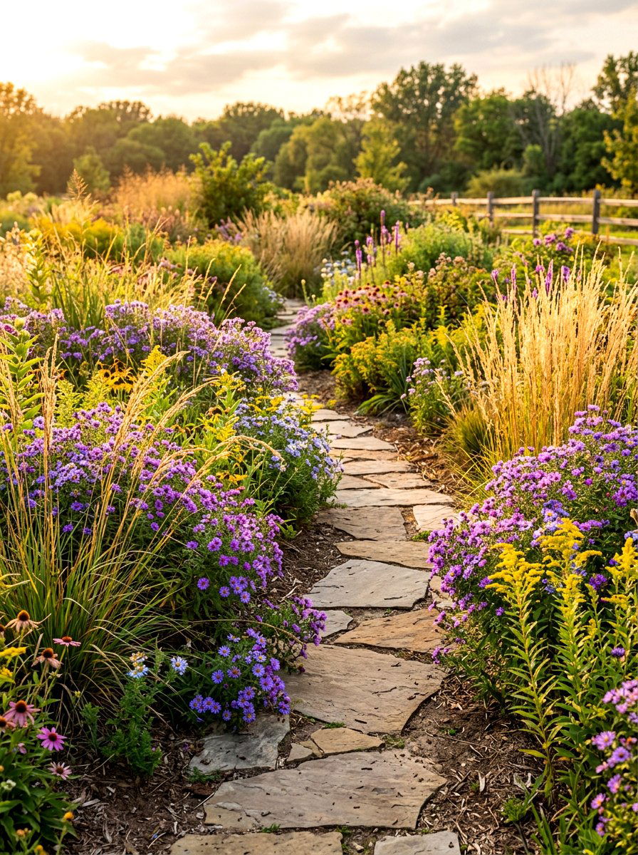 Native plant garden - 30 front path flower bed ideas